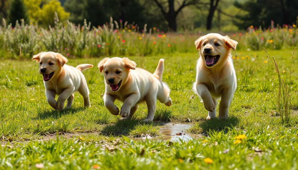 Duck Retriever puppies playing