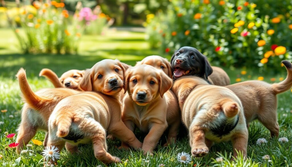 Duck Retriever puppies socializing