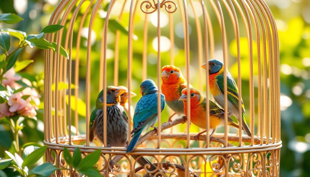 Small Birds in a cage